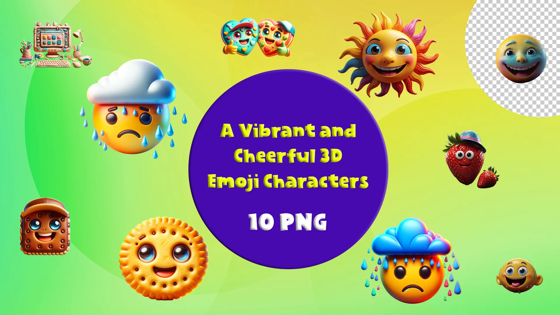 A Vibrant and Cheerful 3D Emoji Character Elements Pack image